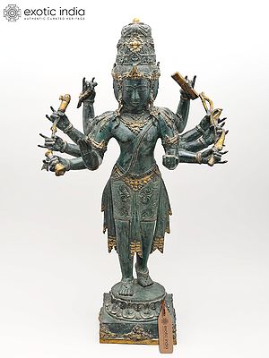 26" Trimurti: Brahma, Vishnu and Mahesh | Brass Statue