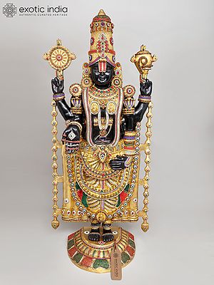 66" Exquisite Lord Tirupati Balaji (Venkateshvara) Statue with Ornate Stone Work