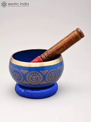 5" Royal Blue Tibetan Singing Bowl Set for Meditation & Sound Healing