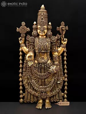 34" Large Tirupati Balaji (Venkateshvara) | Brass Statue