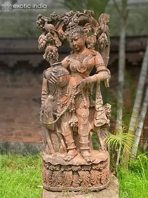 54" A Lady with the Pot | Sandstone Statue | Exquisite Handmade Indian Art