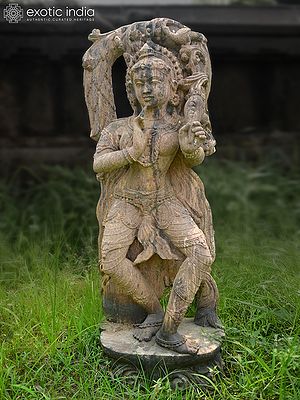 48" Apsara - The Beauty of Indralok | Sandstone Statue | Exquisite Handmade Indian Art