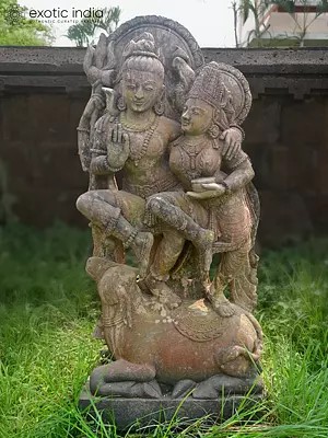 52" Shiv Parvati | Sandstone Statue | Exquisite Handmade Indian Art