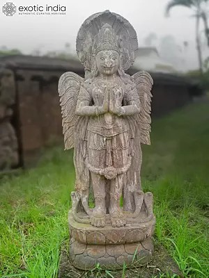 50" Lord Garuda | Sandstone Statue | Exquisite Handmade Indian Art