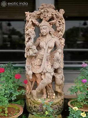 74" Apsara - The Beauty of Heaven | Sandstone Statue | Exquisite Handmade Indian Art