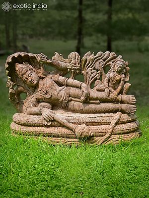 28" Lakshmi Narayan | Sandstone Statue | Exquisite Handmade Indian Art