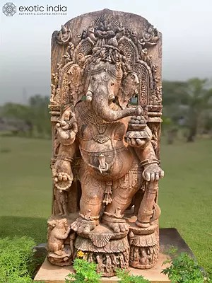 80" Blessing Lord Buddha | Sandstone Statue | Exquisite Handmade Indian Art