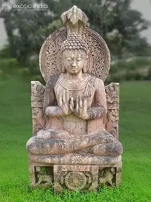 69" Lord Buddha | Sandstone Statue | Exquisite Handmade Indian Art