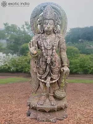 72" Standing Lord Hanuman | Sandstone Statue | Exquisite Handmade Indian Art
