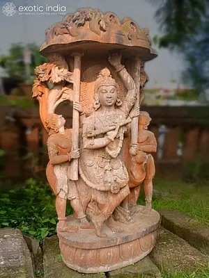 73" Lord Krishna Holding Govardhan | Sandstone statue | Exquisite handmade Indian artwork
