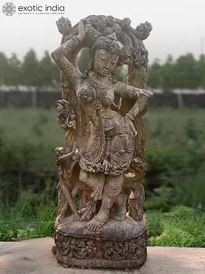 64" Dancing Lady | Sandstone Statue | Exquisite Handmade Indian Art
