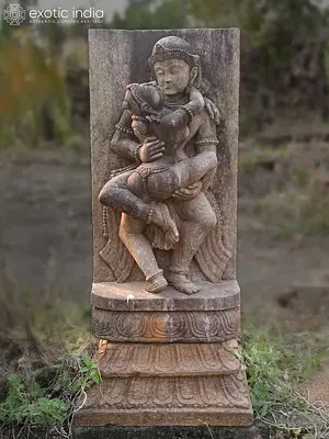 24" Kama and Rati | Sandstone Statue | Exquisite Handmade Indian Art
