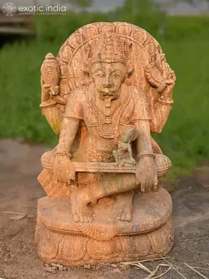 25" Lord Narasimha | Sandstone Statue | Exquisite Handmade Indian Artwork