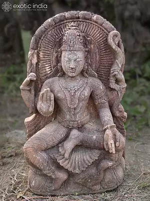 26" Surya - The Hindu Solar Deity | Sandstone Statue | Exquisite Handmade Indian Art