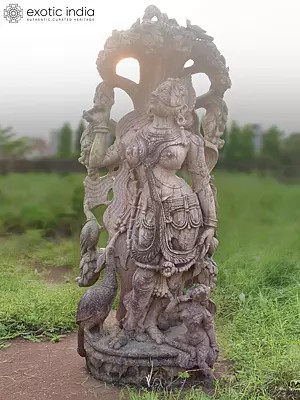 72" Apsara - The Girl of Heaven | Sandstone Statue | Exquisite Handmade Indian Art