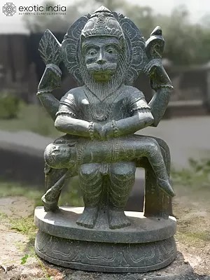 21" Lord Narasimha | Orissa Stone Statue | Exquisite Handmade Indian Art