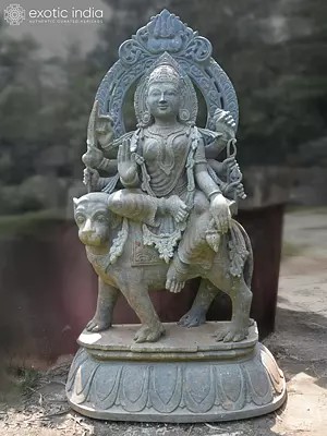 42" Goddess Durga | Orissa Stone Statue | Exquisite Handmade Indian Art