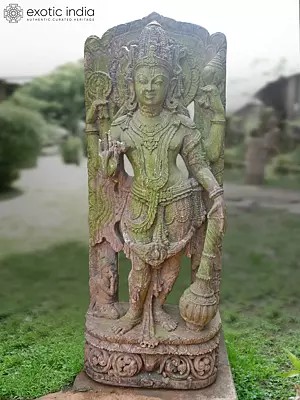 49" Almighty Lord Vishnu | Sandstone Statue | Exquisite Handmade Indian Art