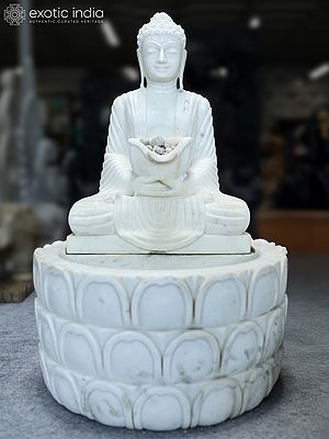 36" Gautam Buddha Water Fountain | Marble Sculpture | Exquisite Indian Art