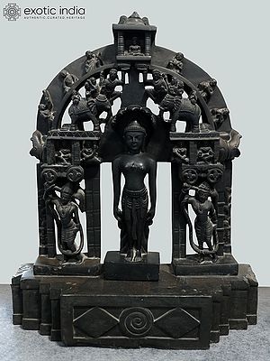 30" Jain Parigraha With Parshwanath | Marble Statue | Exquisite Indian Art