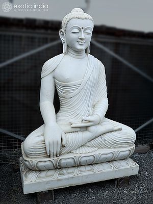 54" Bhumisparsha Mudra - Lord Buddha | Marble Statue | Exquisite Indian Art