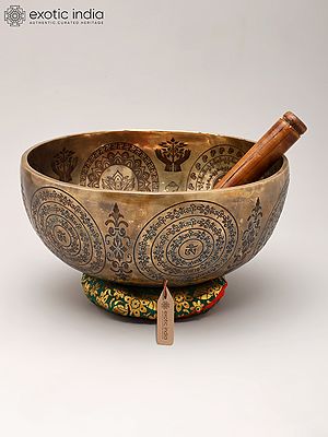 9" Handcrafted Engraved Tibetan Buddhist Singing Bowl for Yoga, Meditation & Stress Relief