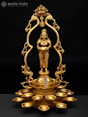 13" Deepalakshmi in Mayura-Prabhavali In Brass | Handmade | Made In India