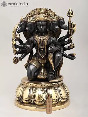 12" Ten Armed Panchamukhi Lord Hanuman | Brass Statue