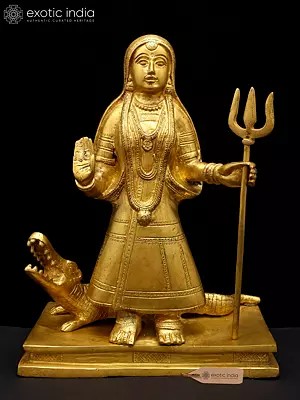 12" Goddess Ganga In Brass | Handmade | Made In India