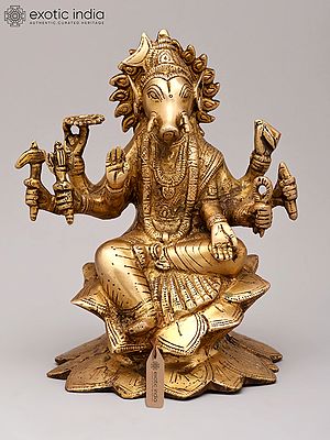 8" Goddess Varahi Brass Sculpture | Handmade