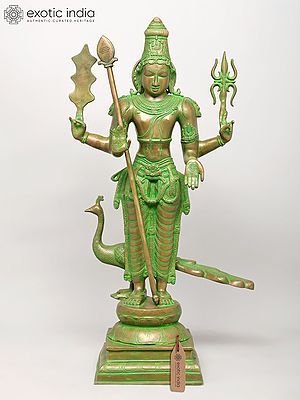 36" Karttikekya - The Warrior Son of  Lord Shiva In Brass | Handmade | Made In India