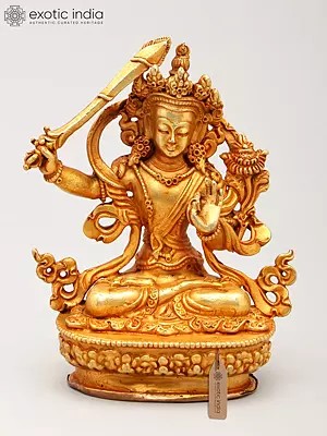 Tibetan Buddhist Deity Manjushri Statue - Made in Nepal