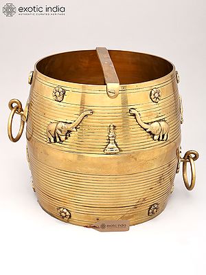 9" Ritual Vessel for Storing Rice in Brass | Handmade | Made in India
