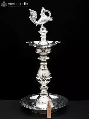 13" Alluring Peacock Lamp (Annam Lamp) in Brass