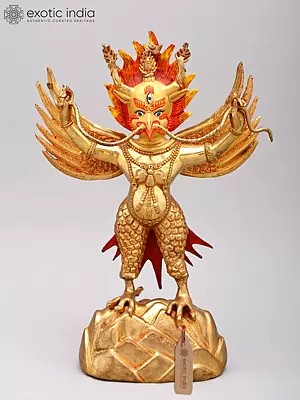 Standing Garuda Copper gilded Sculpture from Nepal