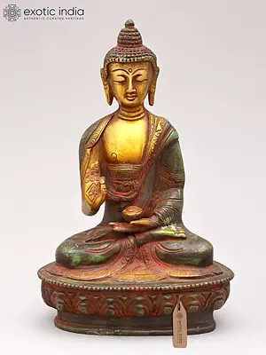 8" Tibetan Buddhist Lord Buddha In Brass | Handmade | Made In India