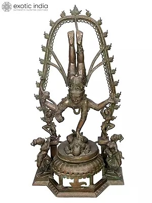 54" Thalai Keel Tandav | Super Large Shiva Tandava | Handmade | Madhuchista Vidhana (Lost-Wax) | Panchaloha Bronze from Swamimalai