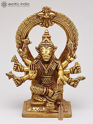 7" Eight-Armed Goddess Varahi Brass Statue with Kirtimukha Prabhavali | Handmade