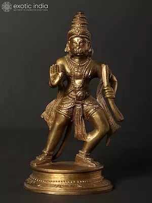 5" Small Standing Lord Hanuman Idol in Blessing Gesture | Hoysala Art Bronze Statue