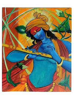 Soulful Fluting Krishna | Acrylic On Canvas | By Suman Das