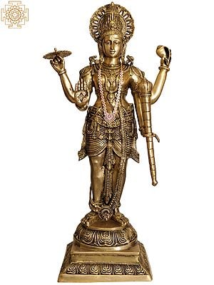 42" Large Size Lord Vishnu In Brass | Handmade | Made In India