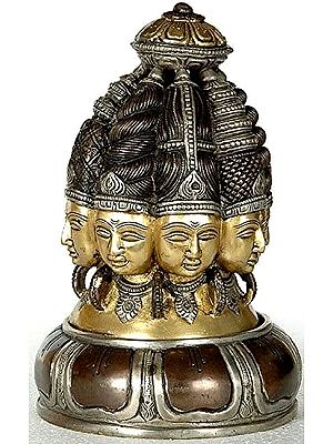 9" Mukha Linga In Brass | Handmade | Made In India