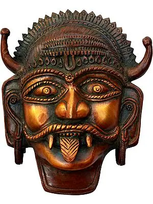 5" Bhairava Wall Hanging Mask in Brass | Handmade | Made In India