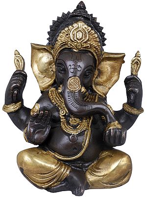 5" Lord Ganesha in Ashirwad Mudra in Brass | Handmade | Made In India