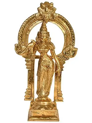 10" Devi Andal Holding a Parrot In Brass | Handmade | Made In India