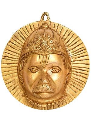 7" Lord Hanuman Wall Hanging Mask in Brass | Handmade | Made in India