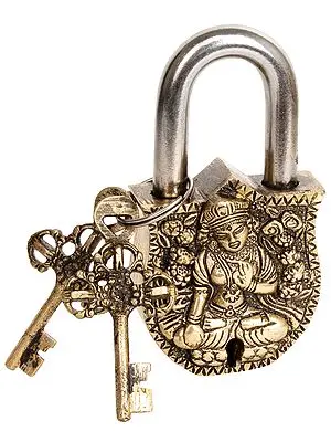 Tibetan Buddhist Goddess White Tara Temple Lock with Dorje Keys