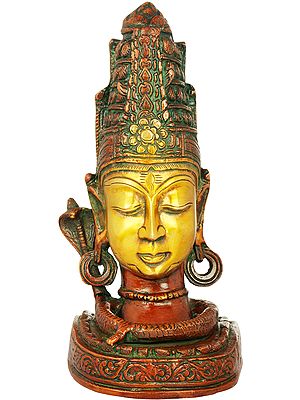 9" Lord Shiva as Mukha Linga In Brass | Handmade | Made In India