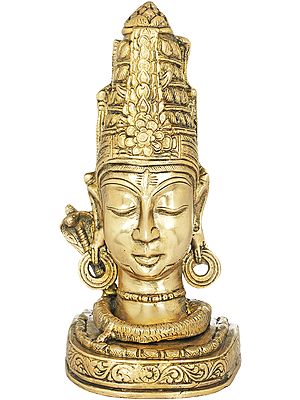 9" Lord Shiva as Mukha Linga In Brass | Handmade | Made In India