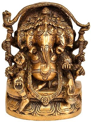 5" Five Headed Lord Ganesha In Brass | Handmade | Made In India